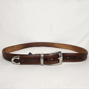 mezlan mens 38 genuine crocodile leather brown belt